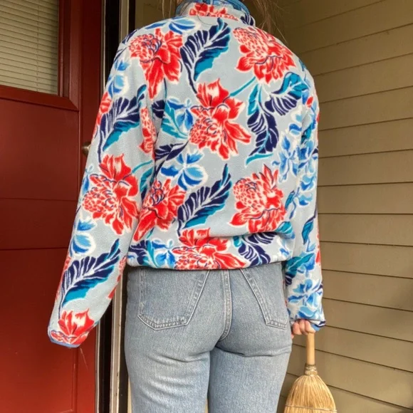 Patagonia Floral Cowl Neck Sweater - Red and Blue - Picture 8 of 9